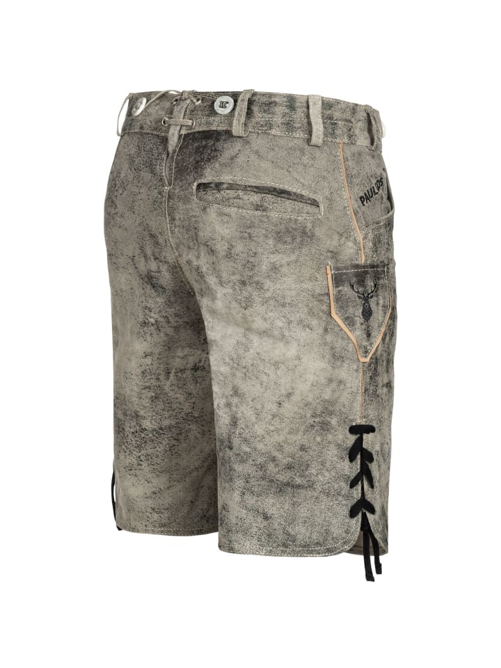 PAULGOS Lederhose Kurz Echtleder HK5 ANTIK in Mitternachtsgrau günstig kaufen