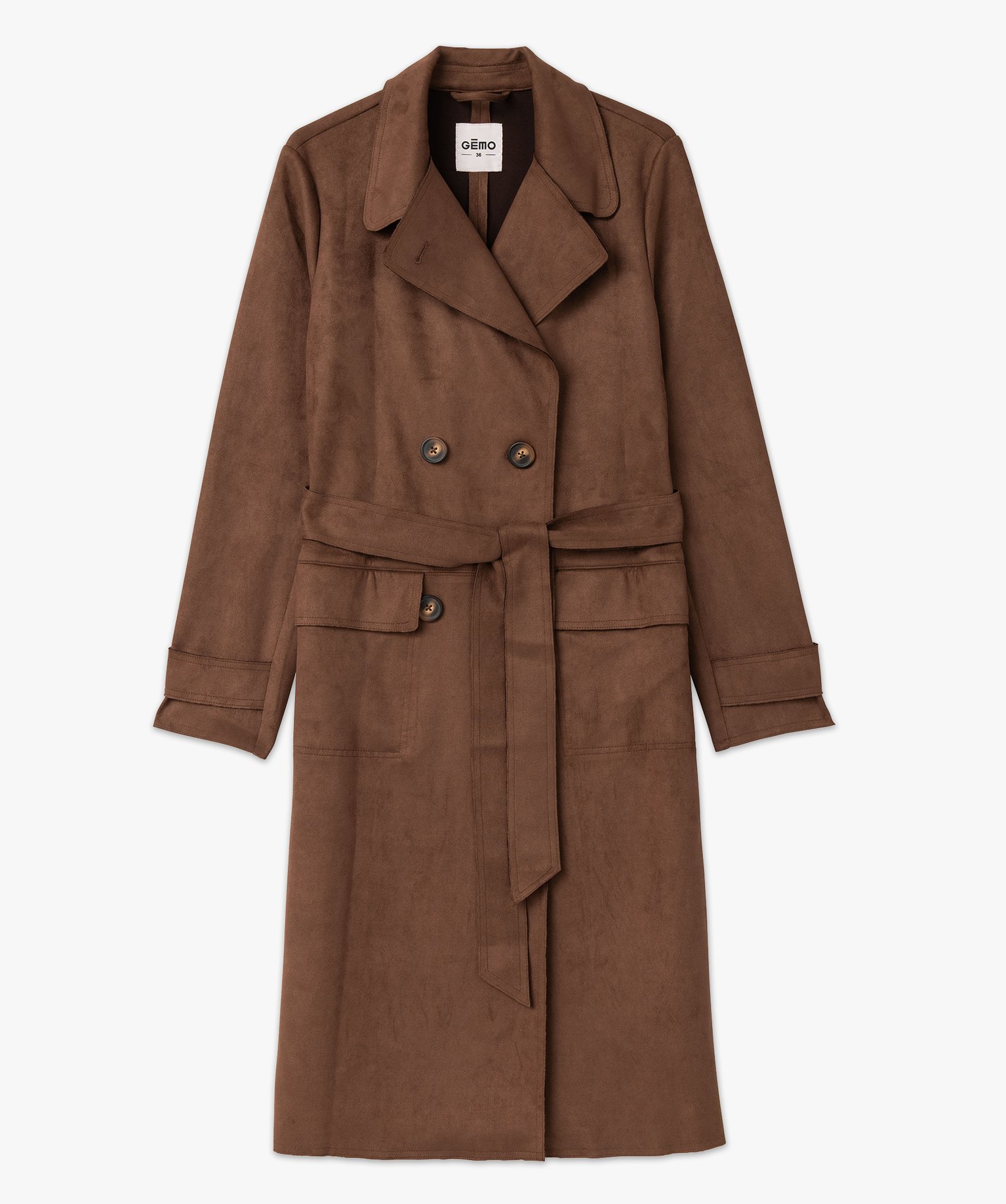 Imperméable long en suédine femme marron | GEMO
