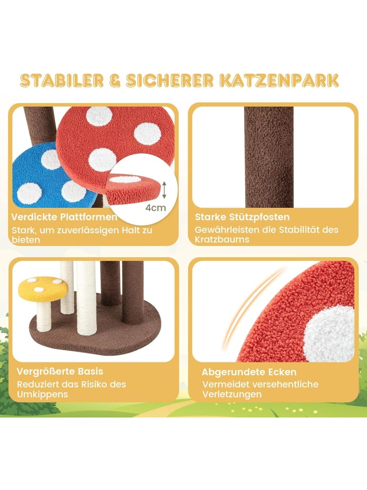 COSTWAY Kratzbaum Pilzoptik 60x65x94cm in Bunt günstig kaufen onesize