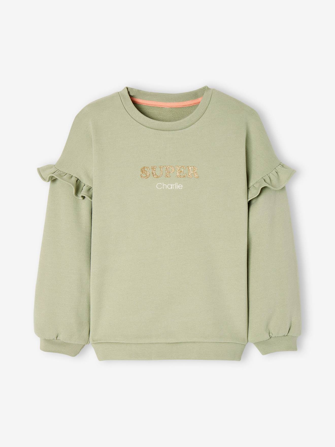 Sweat à volants personnalisable fille pêche