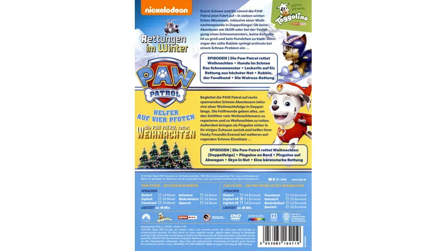 Paw Patrol - Rettungen im Winter & Paw Patrol - Die Paw Patrol rettet Weihnachten  [2 DVDs]