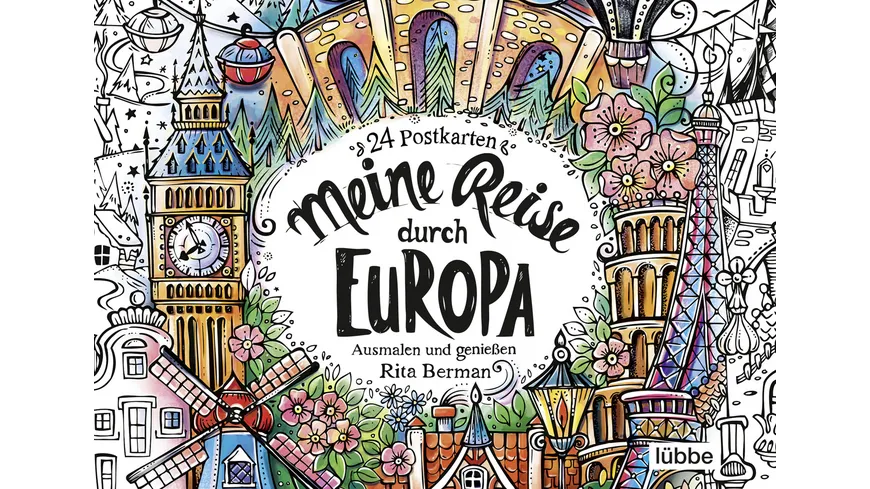 Meine Reise durch Europa - Ausmalen und genießen. 24 Postkarten