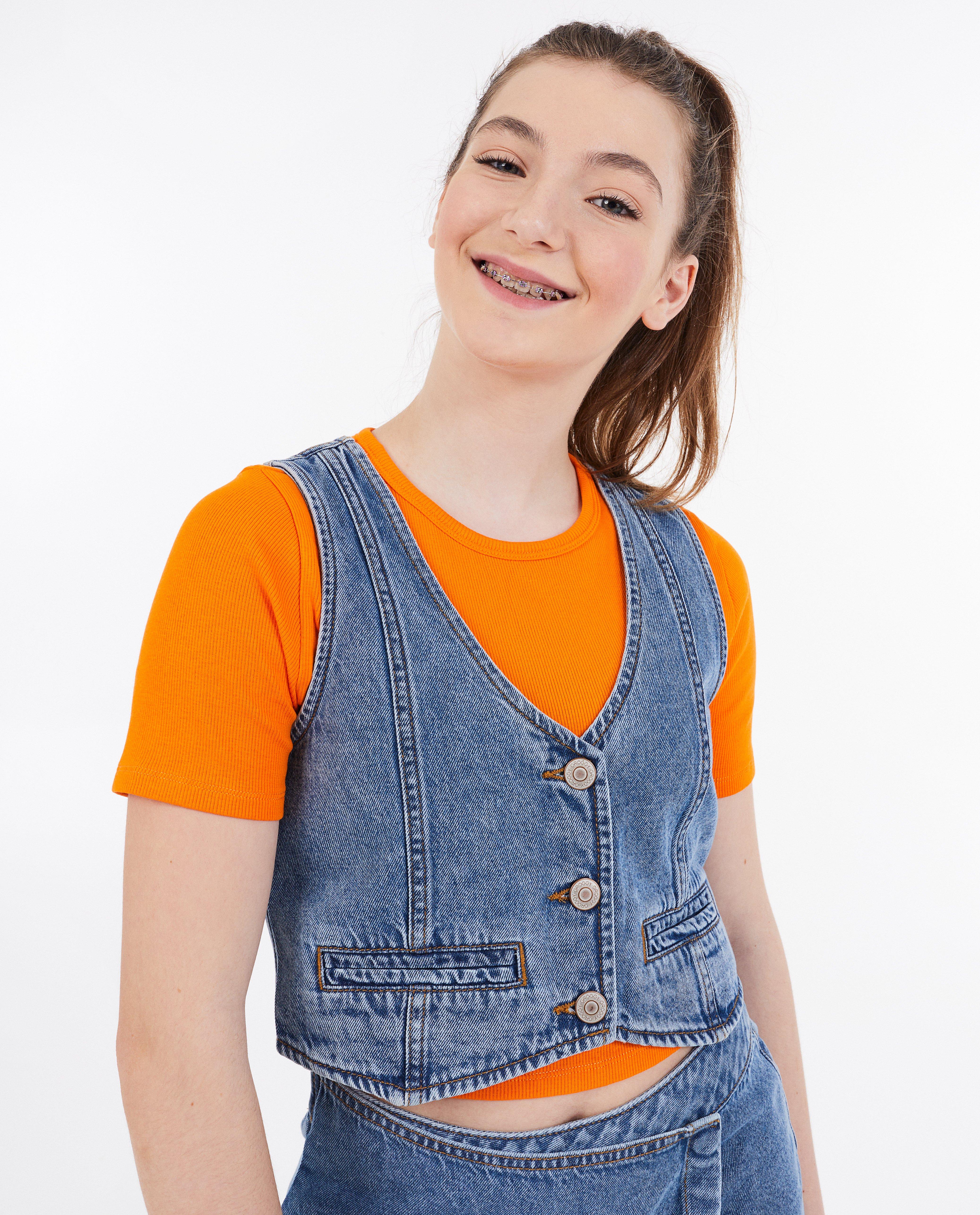 Vestă din denim Groggy albastru deschis