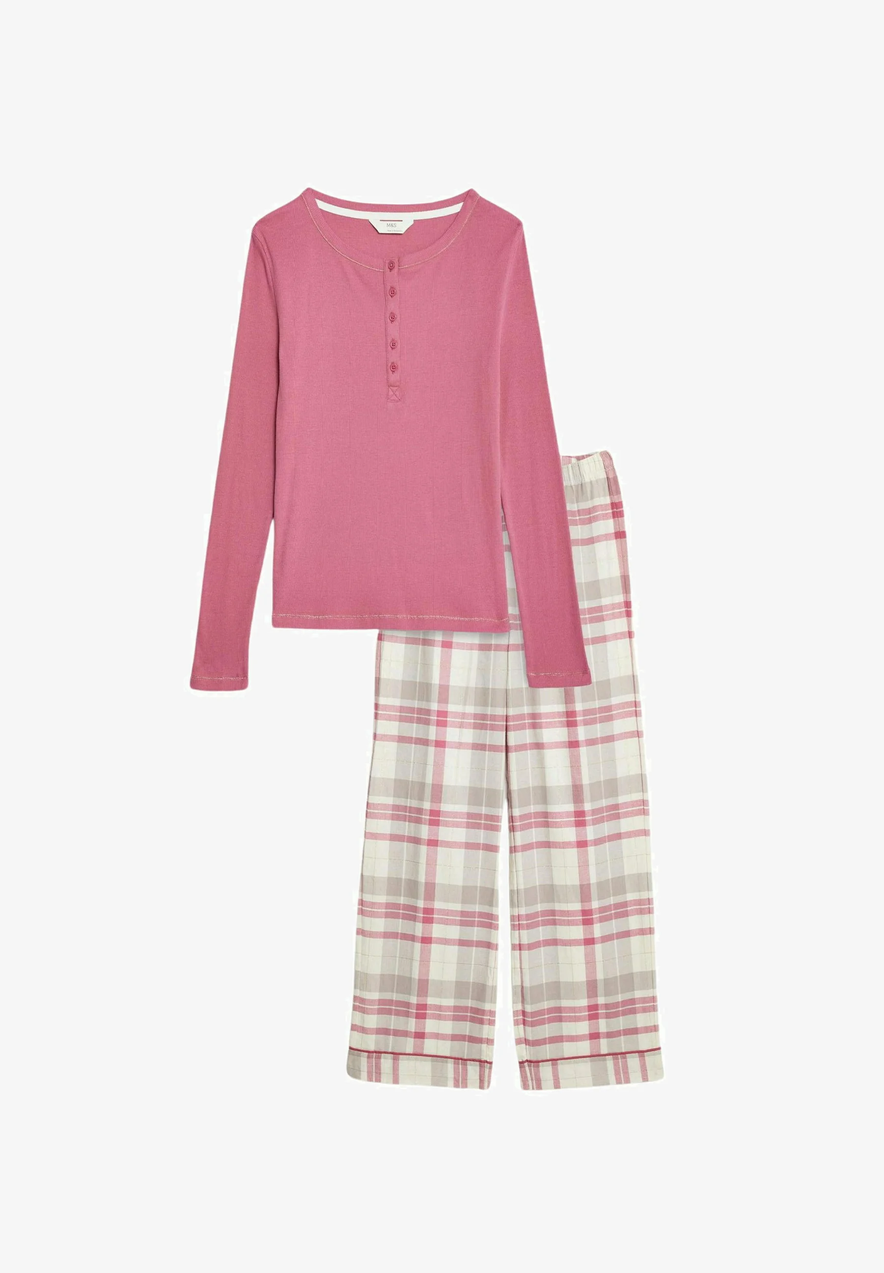 Pijama de cuadros ricos en algodón de Marks & Spencer