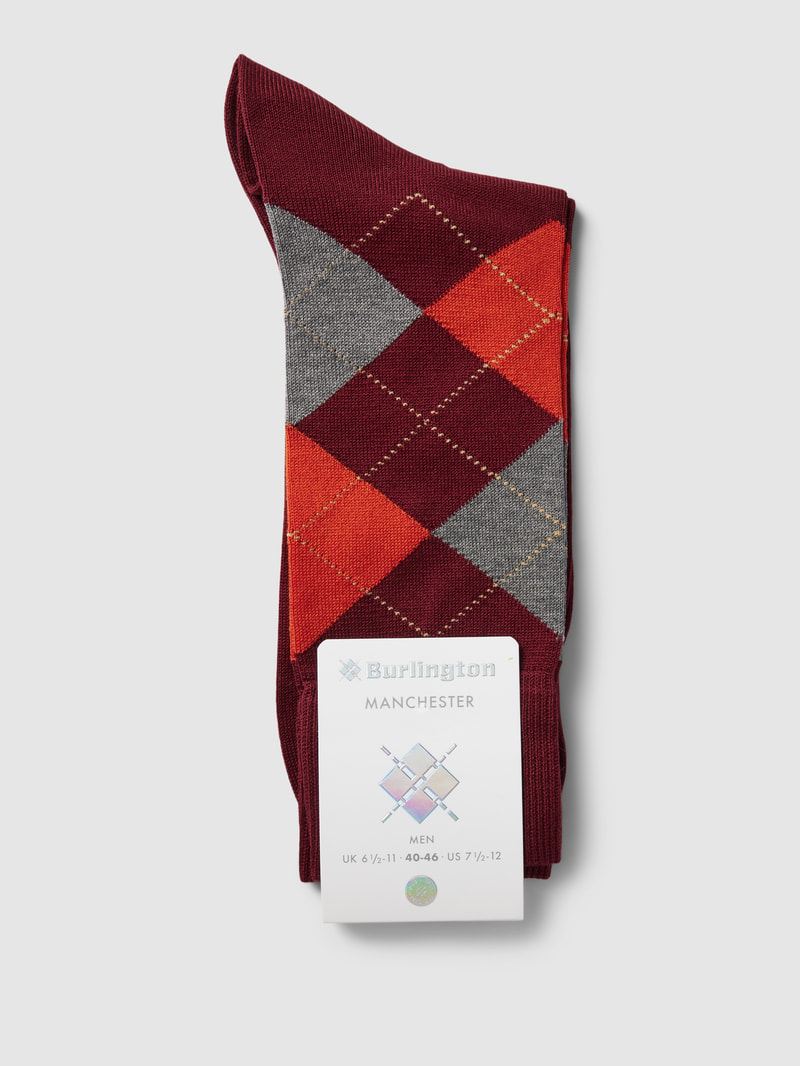 Socken mit Label-Print Modell 'MANCHESTER' in bordeaux rot