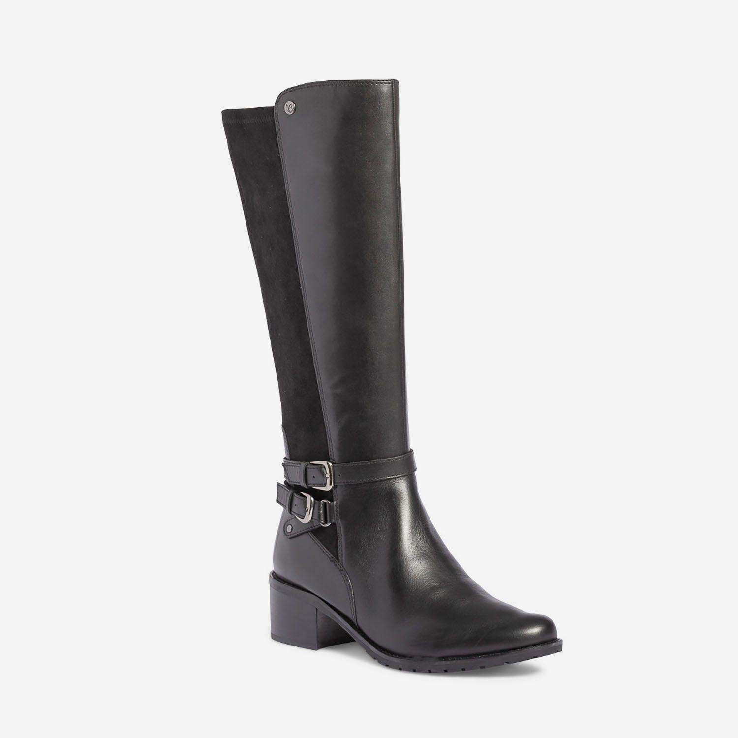 Botte CAPRICE noire bi matière à double bride