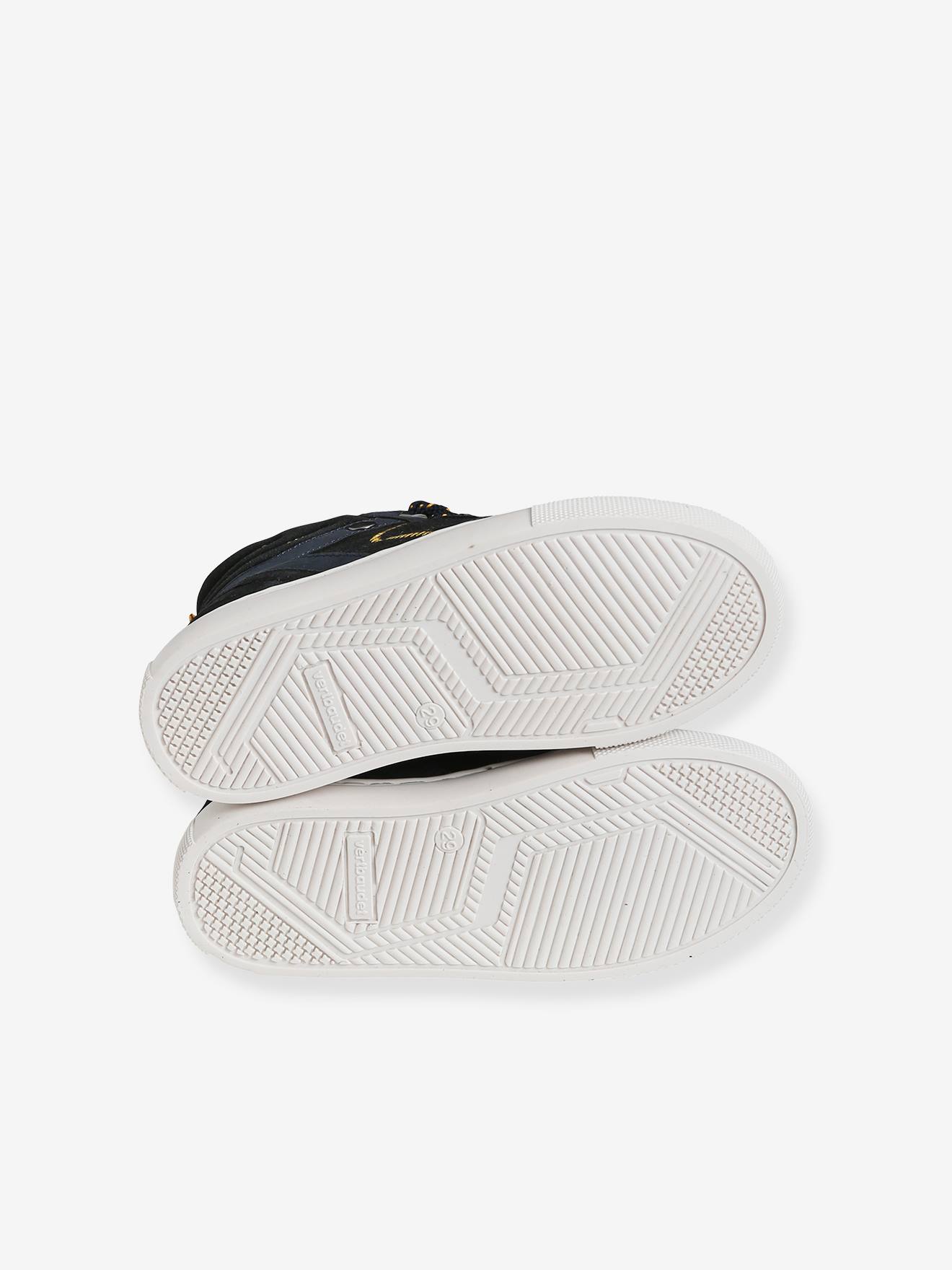 Baskets montantes cuir lacées et zippées garçon marine