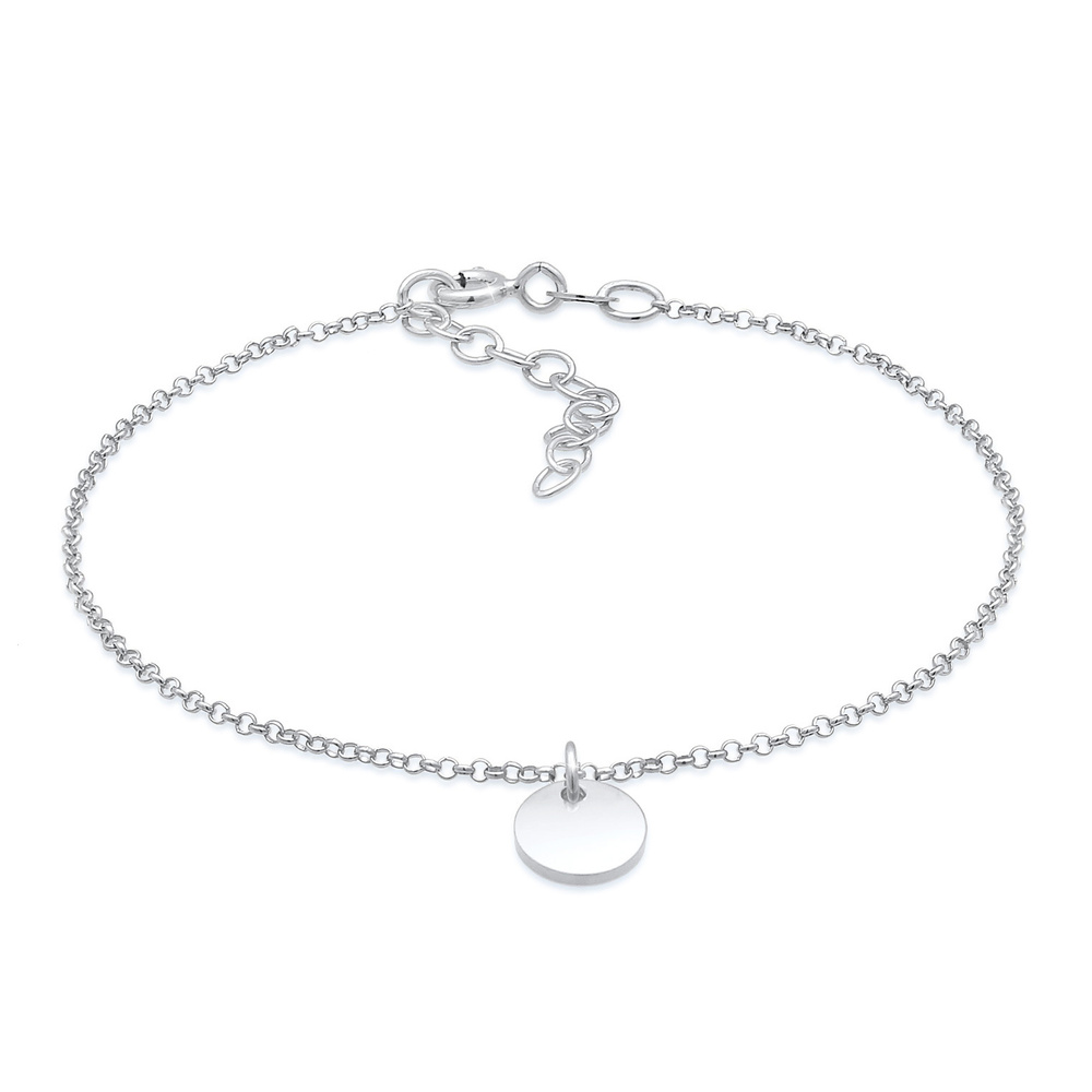 Elli Elli Bracelet Femme plaquette ronde Coin Basic ajustable en argent sterling 925 p Bracelet
