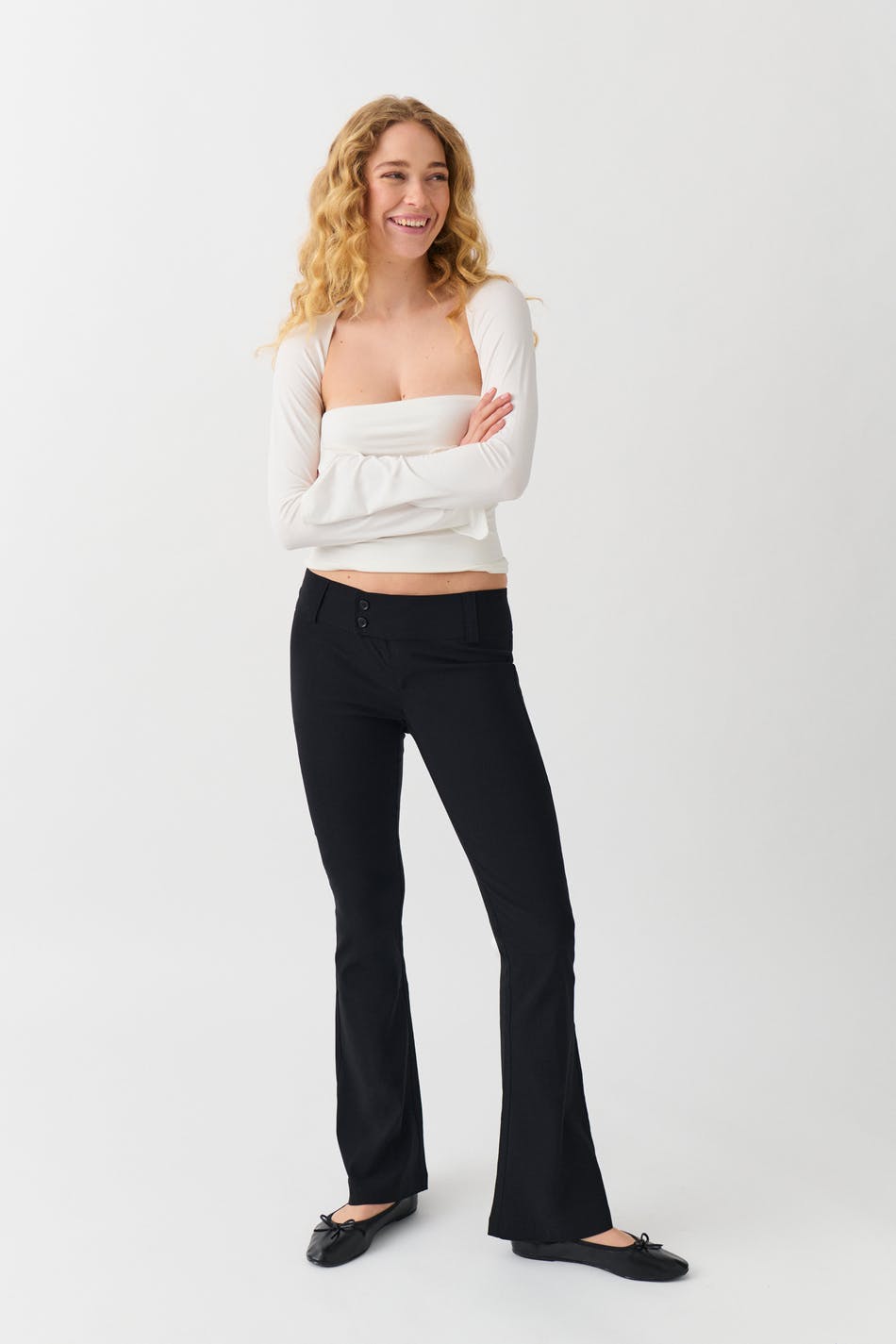 Low rise bootcut trousers