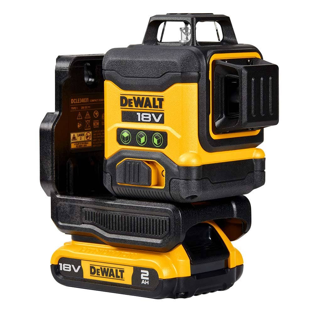 DEWALT 18V XR Compact 3 x 360 Degree Multiline Laser Kit Green DCLE34031D1-XE