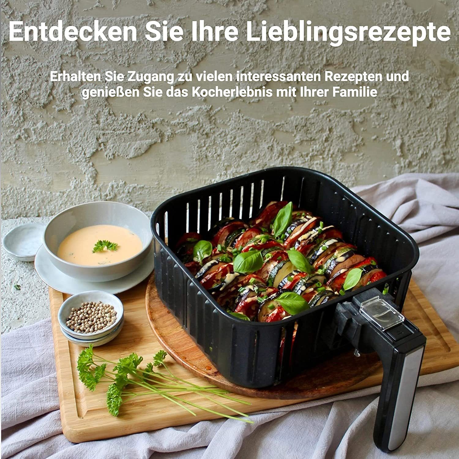 KLAMER Heißluftfritteuse KLAMER Heißluftfritteuse XL 5,5l, Multifunktionale Heissluftfritteuse…