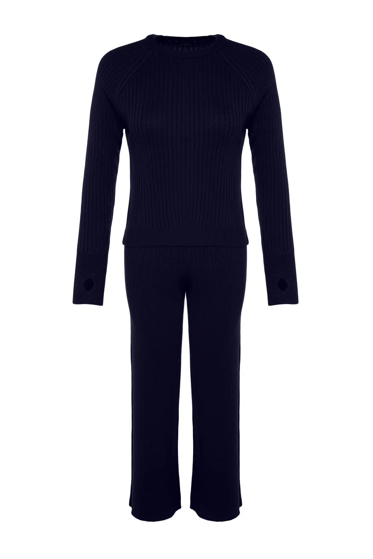 Trendyol Collection  Marineblaues Strickoberteil und -unterteil-Set mit Rundhalsausschnitt TWOAW24AU00032
