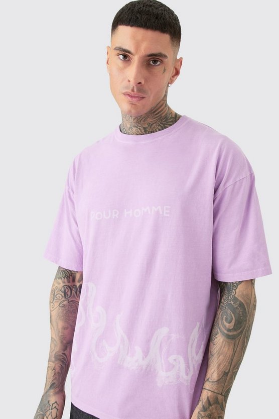 Tall Oversize T-Shirt mit Pour Homme Print