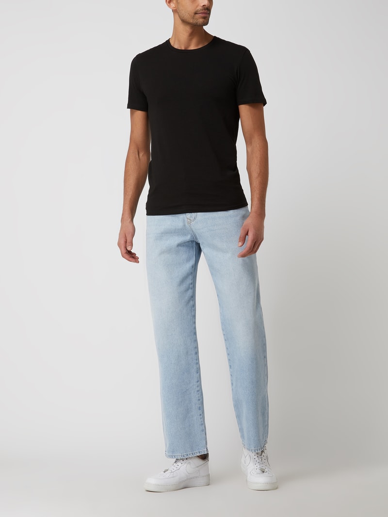 Slim Fit T-Shirt aus Baumwolle im 3er-Pack in mittelgrau
