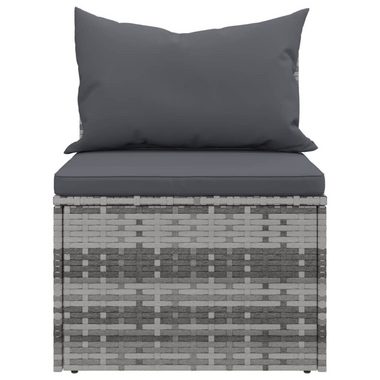 vidaXL Loungesofa Garten-Mittelsofas mit Kissen 2 Stk. Grau Poly Rattan, 1 Teile