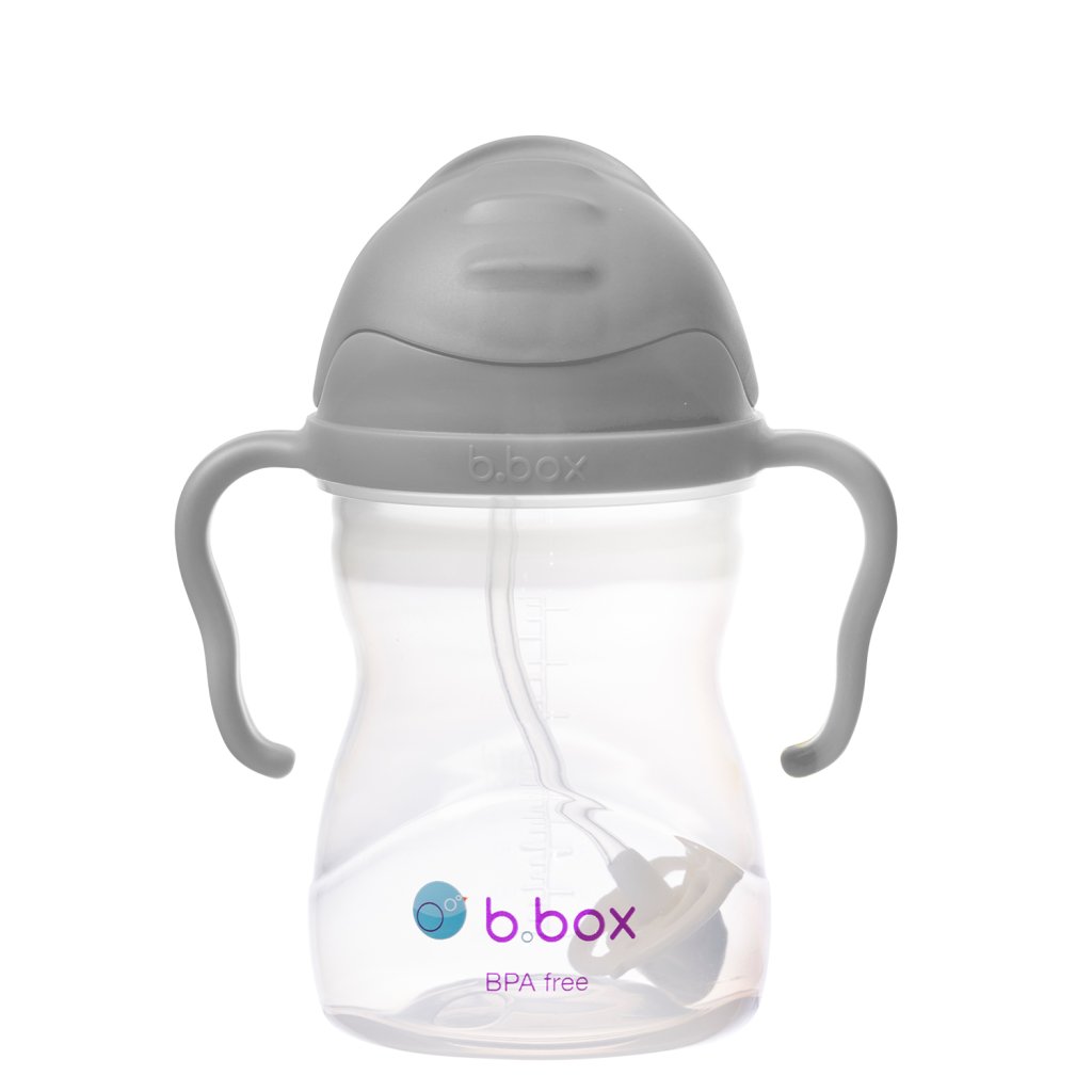 b.box Trinklernflasche mit dynamischen Strohhalm 240 ml - Grau