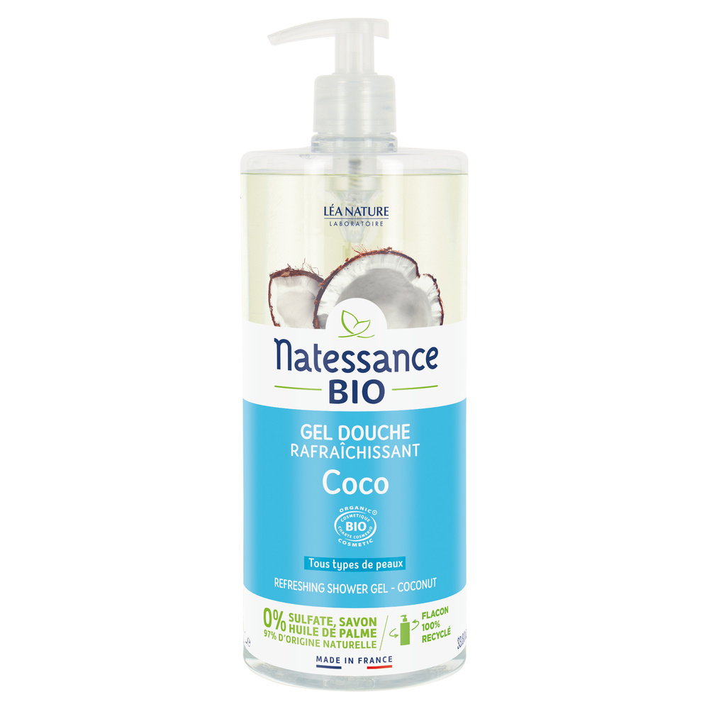 natessance Gel douche rafraîchissant Eau de Coco Gel douche