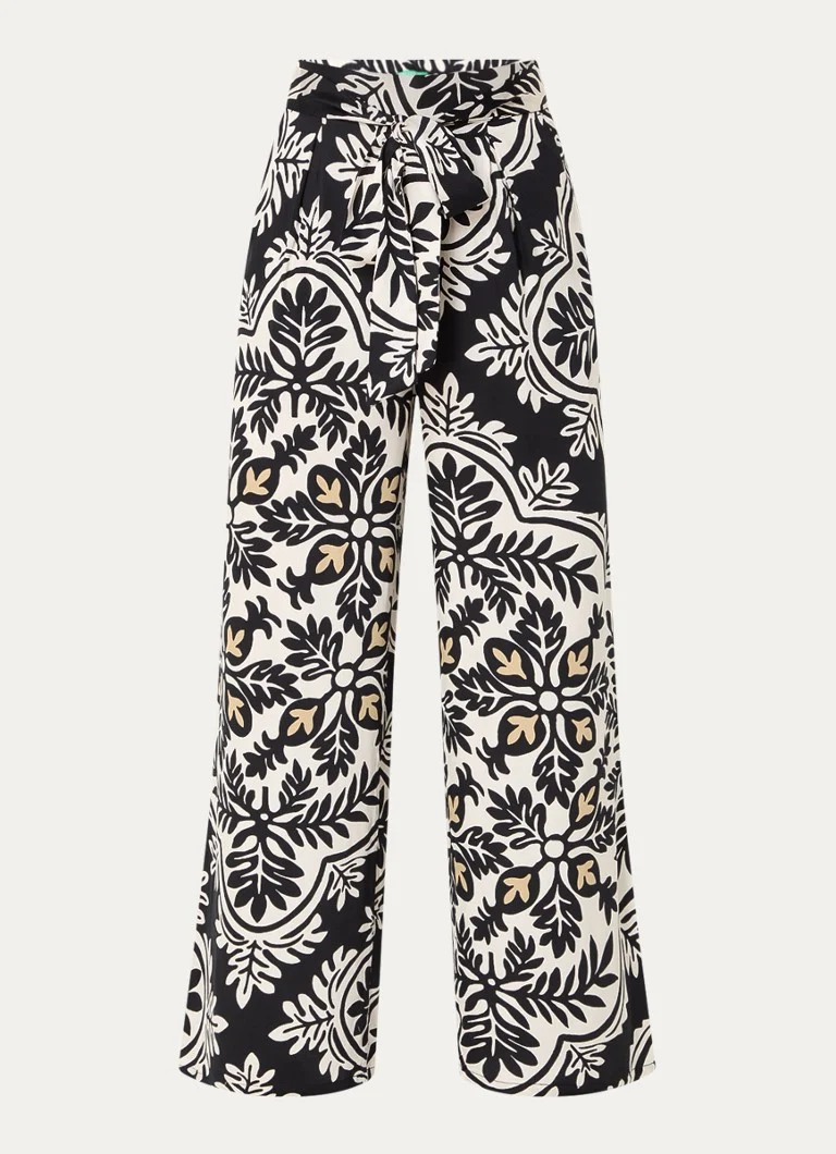 Benetton high-waist loose-fit trousers with print and side pockets