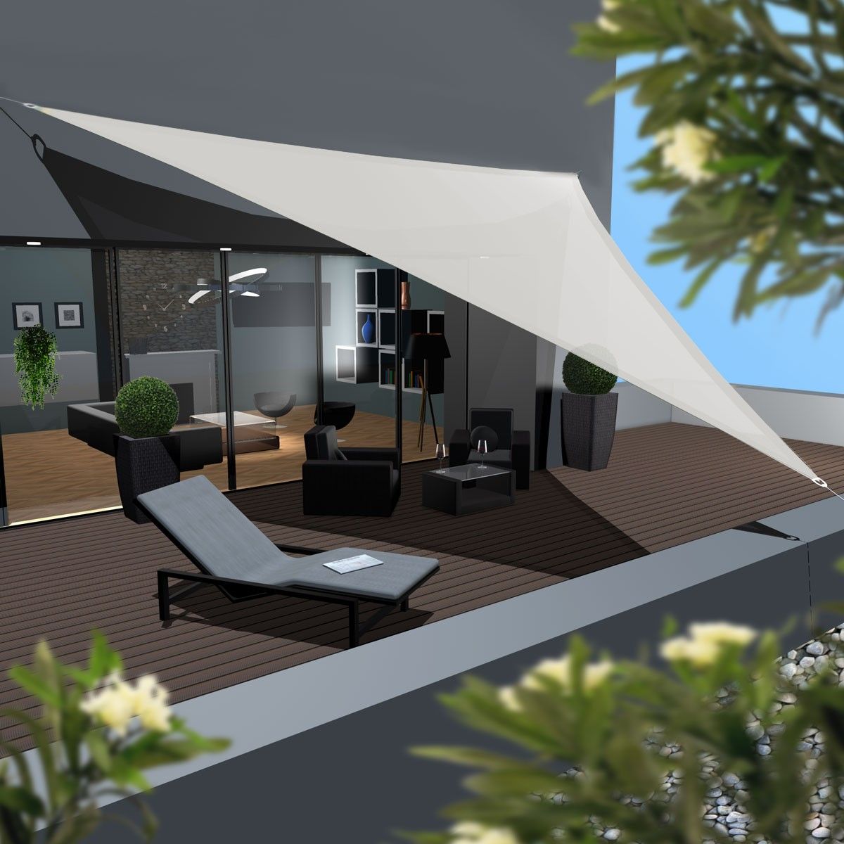 AMANKA 7x7x7 beiges wasserabweisendes Polyester Sonnensegel