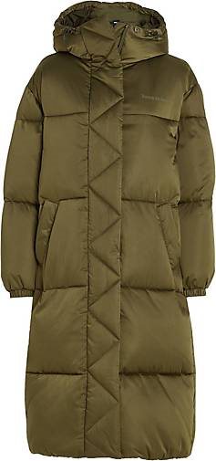 TOMMY-JEANS Damen Steppmantel mit Kapuze TJW LONG SATIN PUFFER