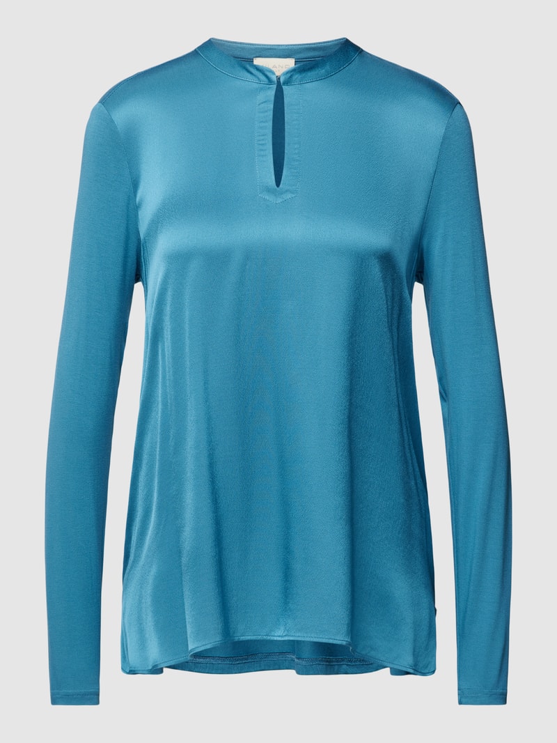 Bluse mit Schlüsselloch-Ausschnitt in blau