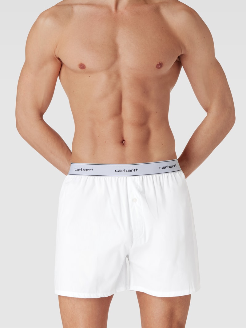 Boxershorts mit Logo-Stitching Modell 'Script' in weiß