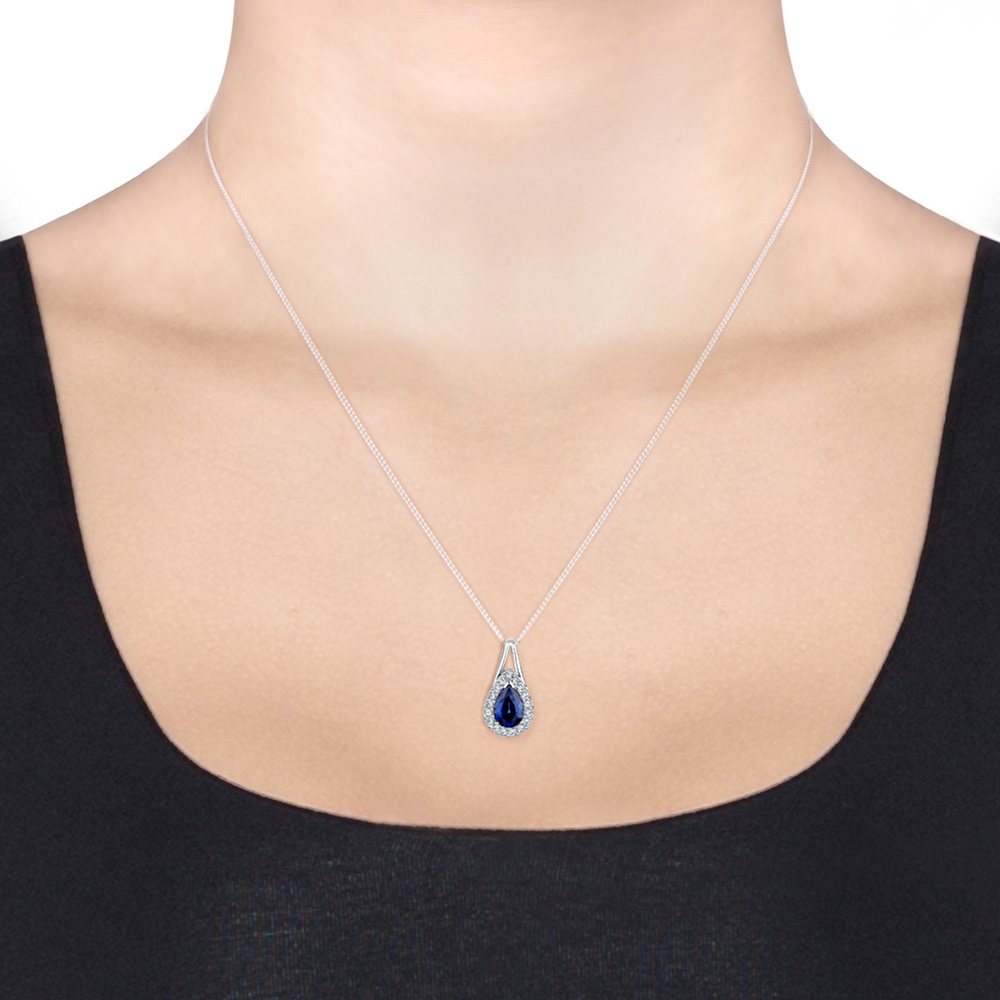 Elli Elli Collier Tropfen Saphir Kristalle 925 Silber collier