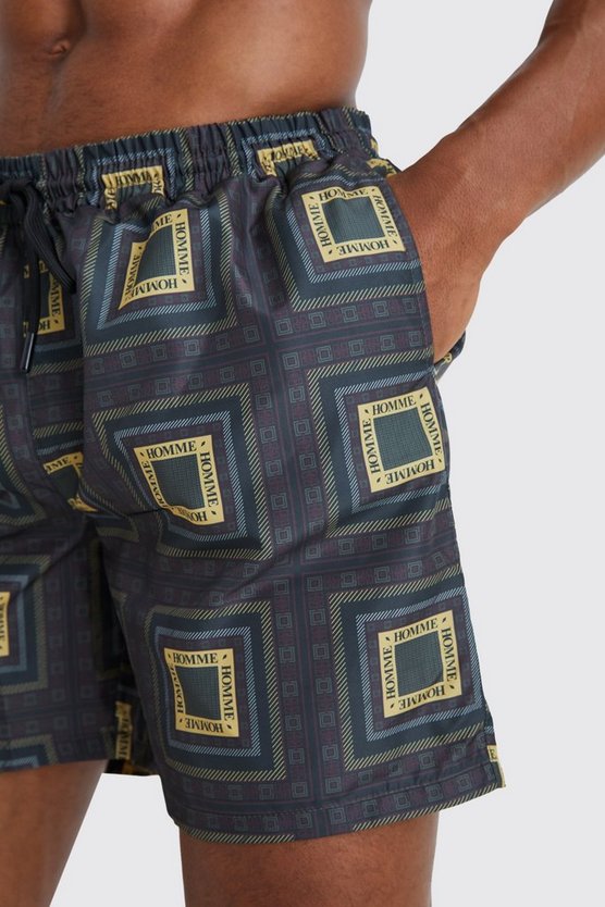 Mittellange Badehose mit Print
