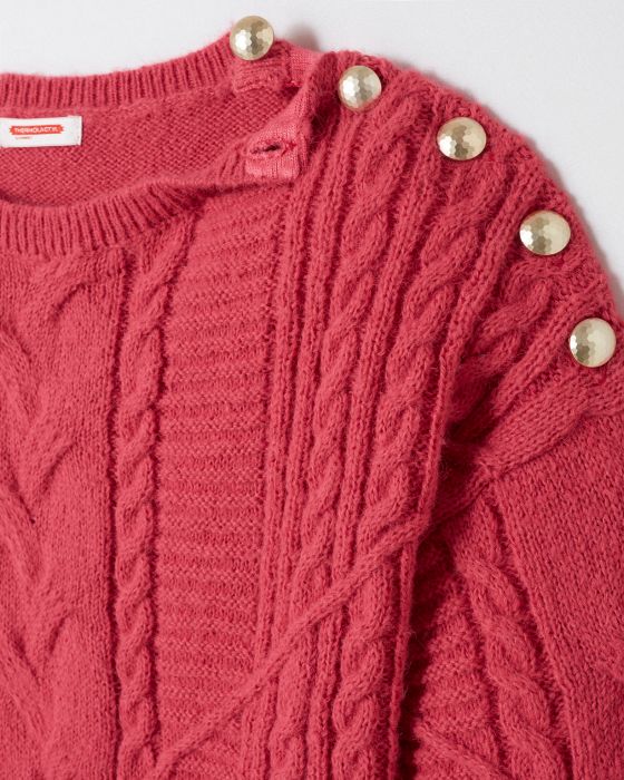 Pull chaud à torsades et boutons Thermolactyl