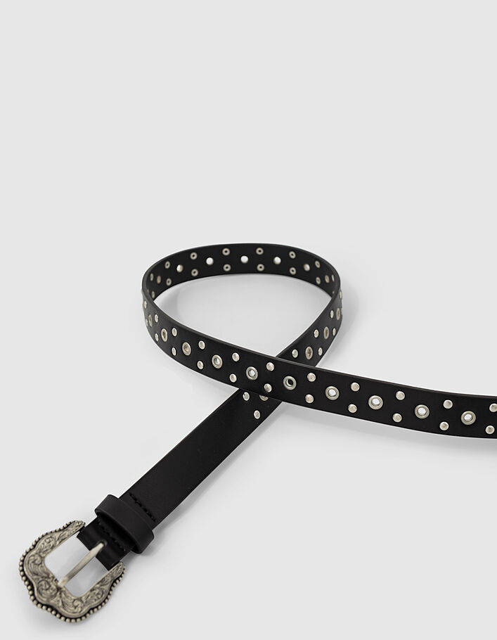 Ceinture noire à clous et rivets fille