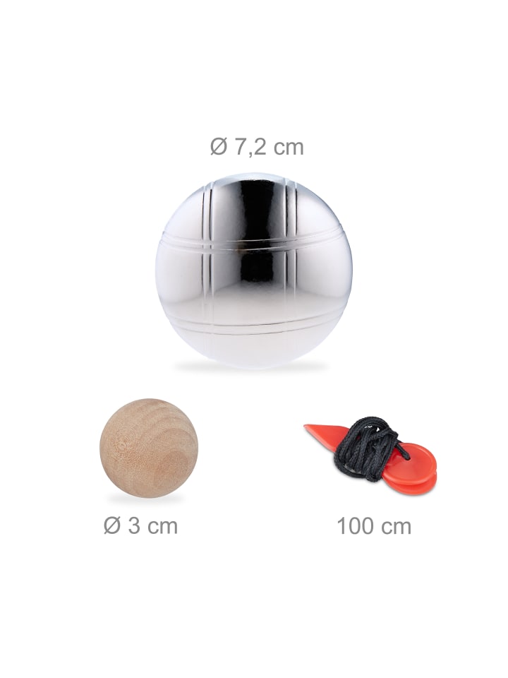 relaxdays 9-tlg. Boule Kugeln Set in Natur/ Silber günstig kaufen onesize