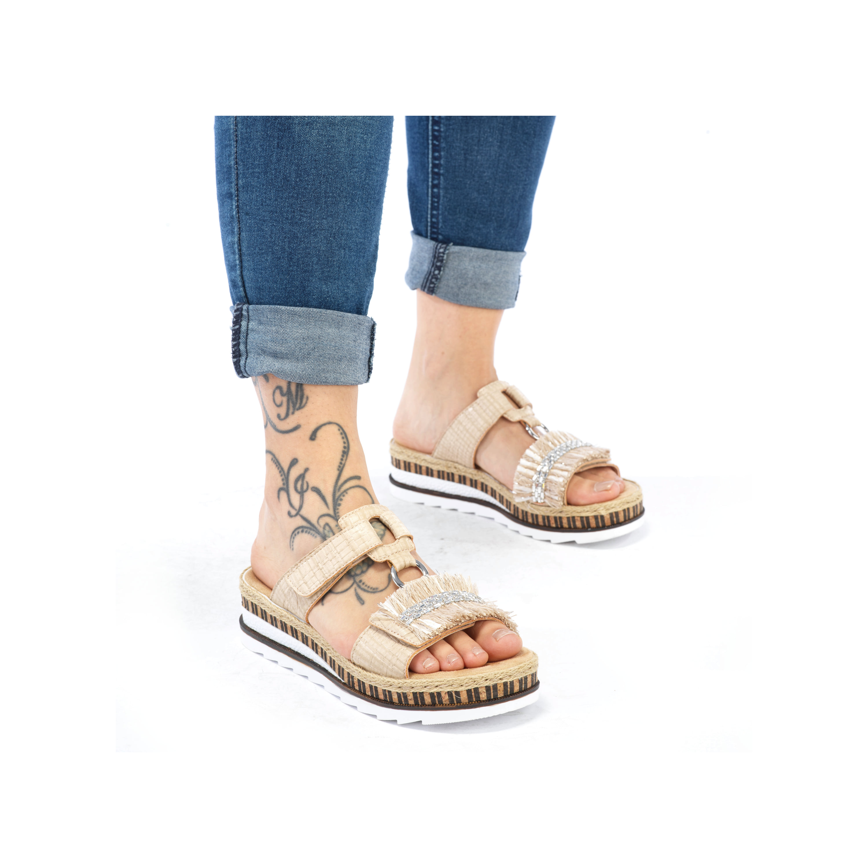Rieker Damen Pantoletten cremebeige
