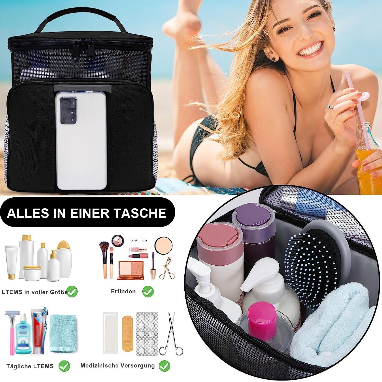 TOPMELON Kosmetikkoffer Kosmetiktasche mit großem Fassungsvermöge, wasserdicht