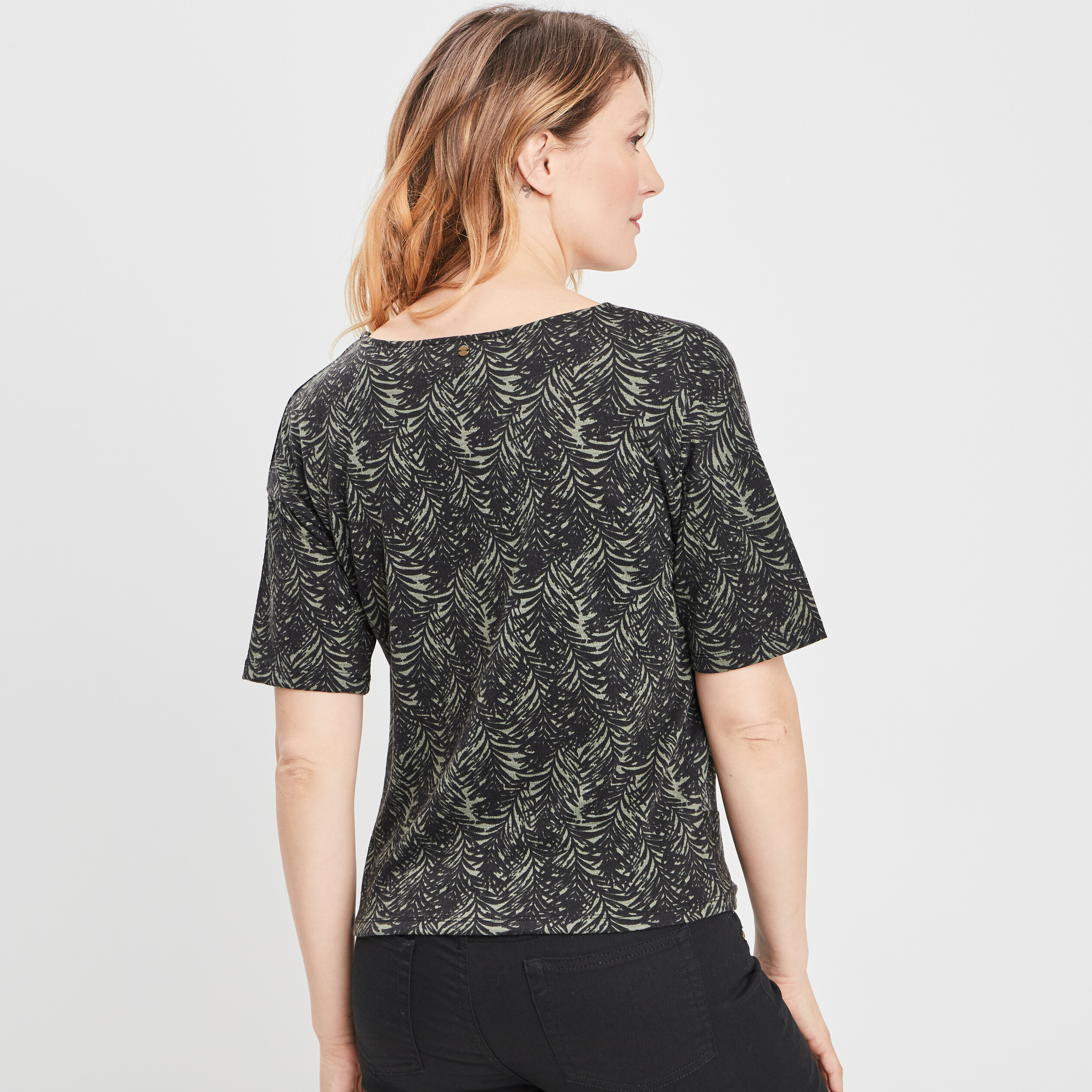T-shirt manches courtes détail noeud noir femme | La Halle