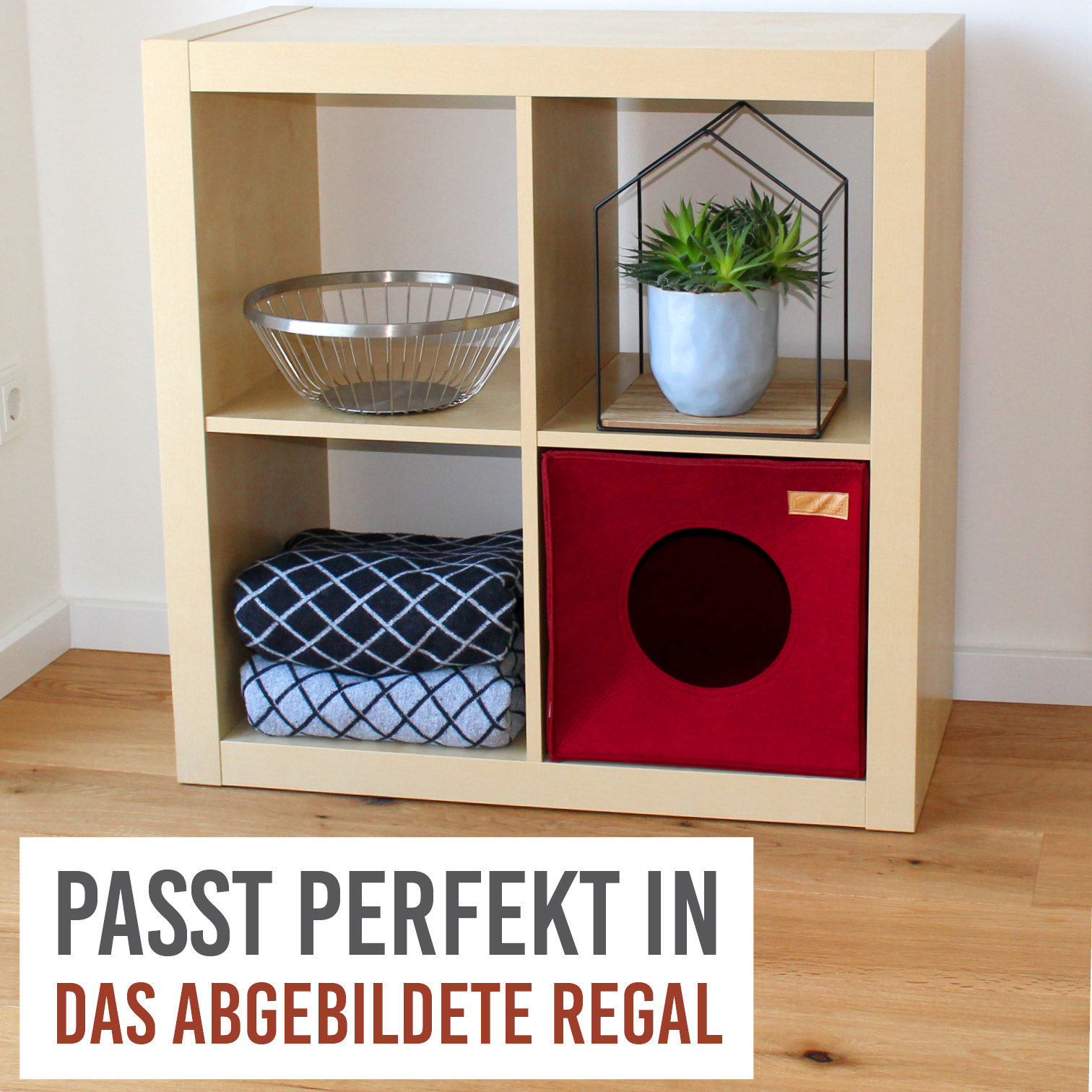 KaraLuna Katzenhöhlen KaraLuna Katzenhöhle aus Filz fürs Regal rot