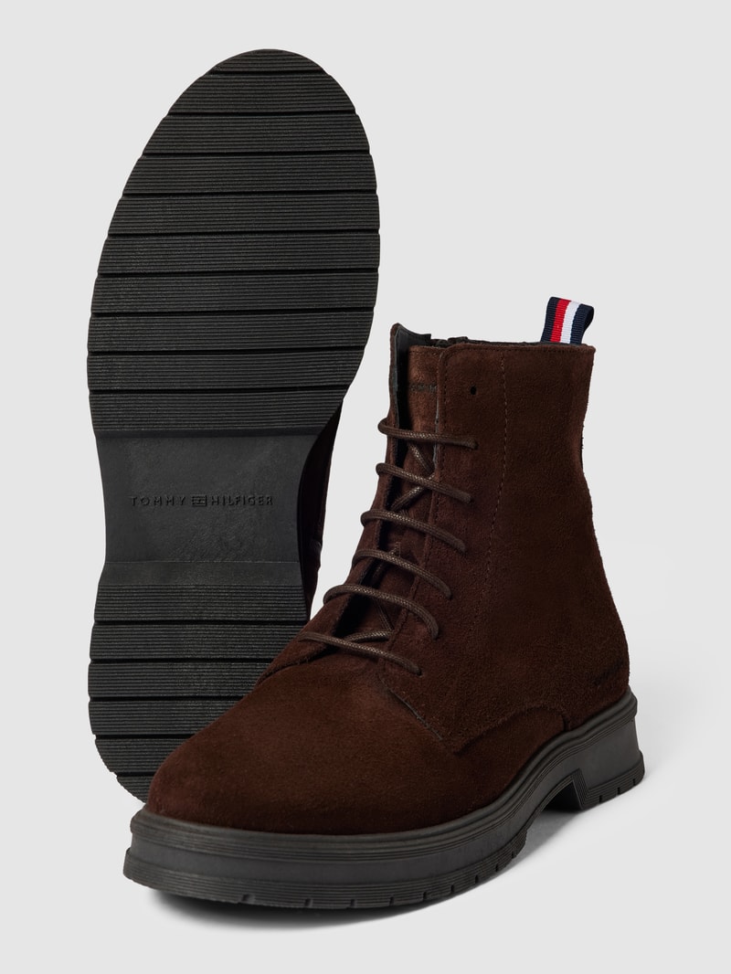 Boots mit Label-Details Modell 'CORE' in dunkelbraun