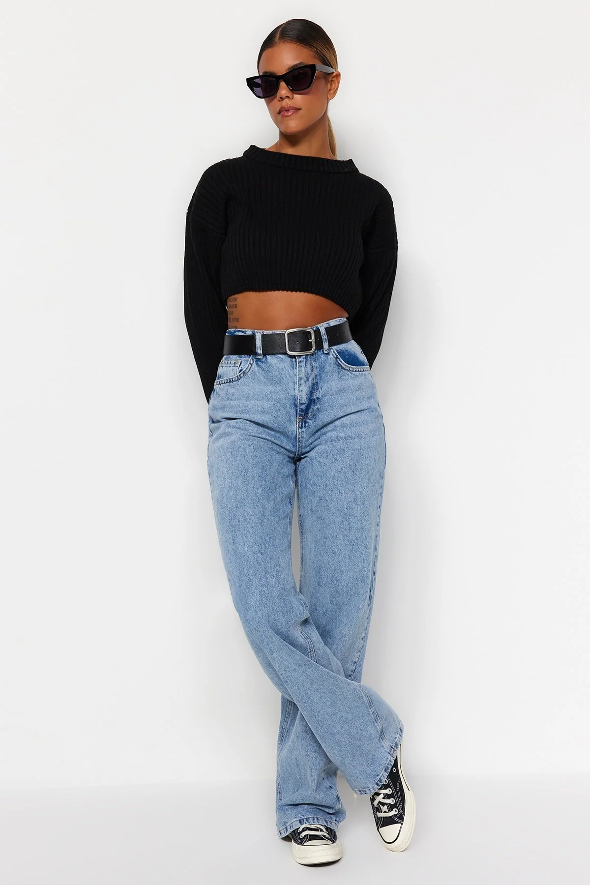 Trendyol Collection  Jeans - Dunkelblau - Wide Leg