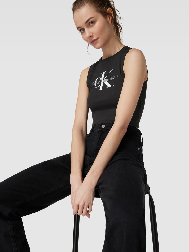 Crop Top mit Logo-Print in black