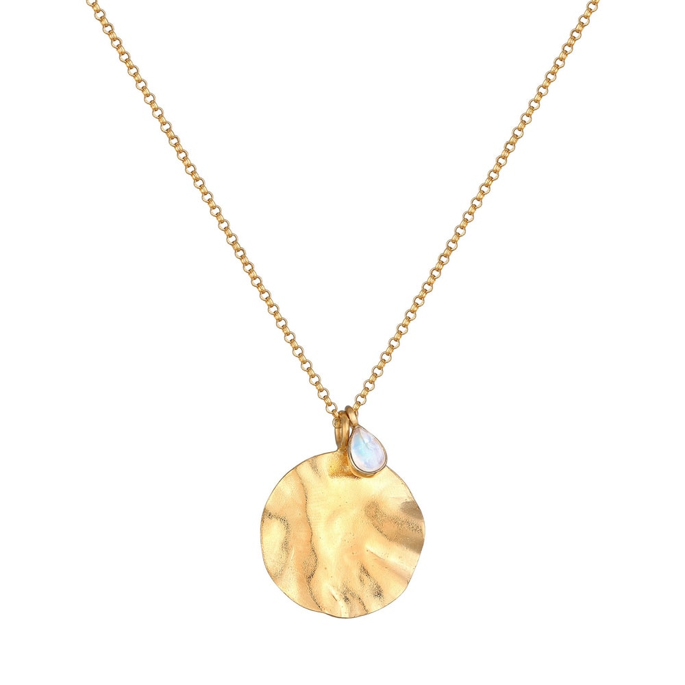 Elli PREMIUM Elli PREMIUM Collier Pendentif Monnaie pour Femmes Design Organique avec pierre d collier