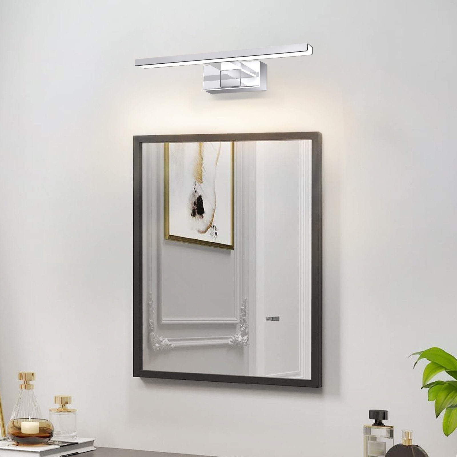 Nettlife LED Spiegelleuchte Bad Spiegellampe Badleuchte Wandlampe Wandleuchte Badlampe, Wasserdicht IP44, LED fest integriert, Neutralweiß, für Badezimmer Keller Küche Badschrank, 6W, 30CM