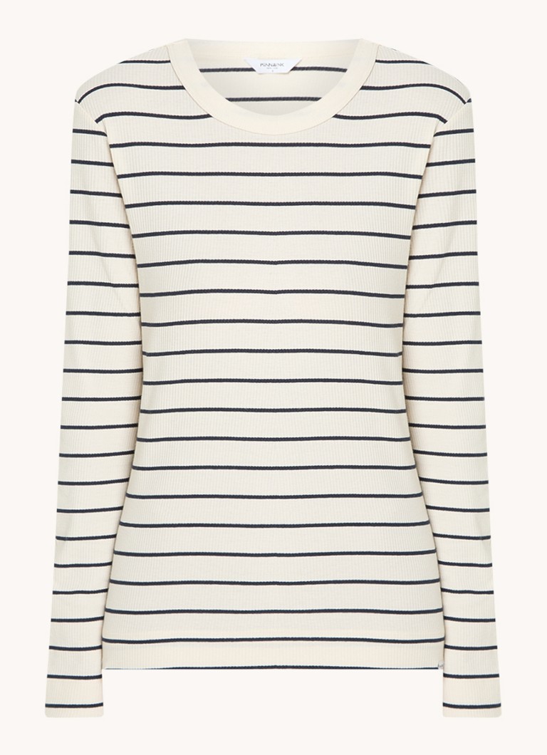 Penn & Ink Ribgebreide longsleeve met streepprint