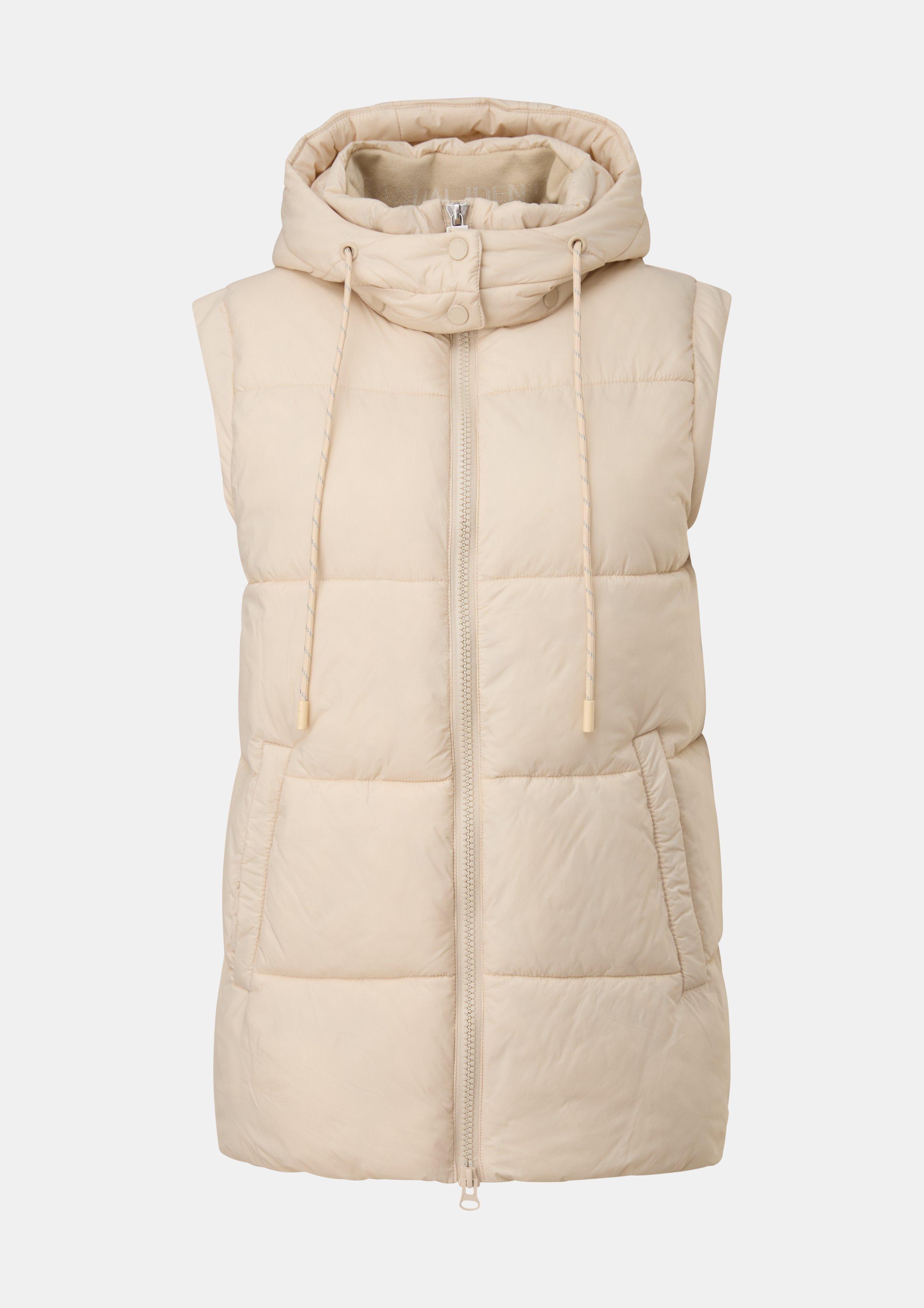 Steppweste mit abnehmbarer Kapuze - beige