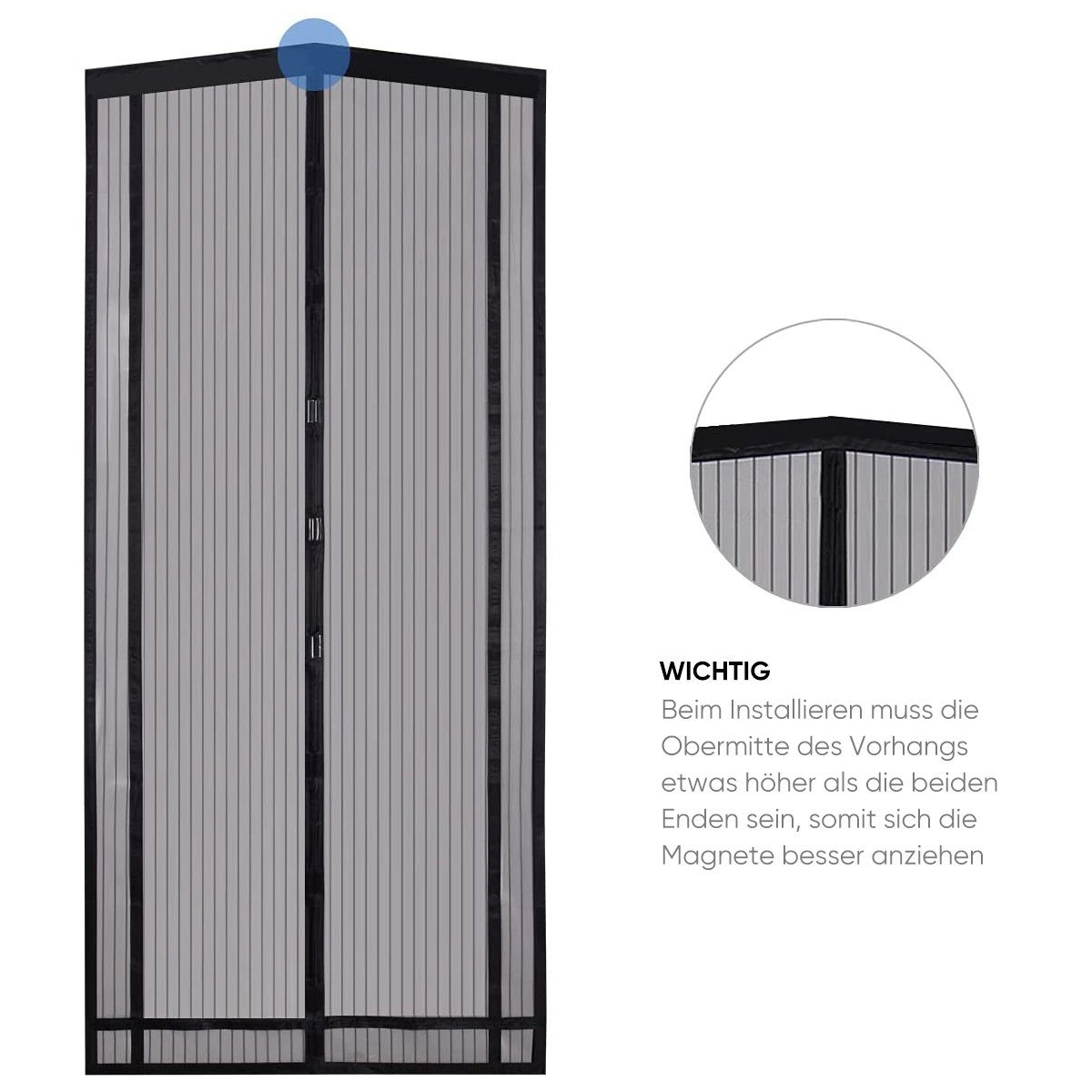 Sekey Insektenschutz-Tür Magnet Fliegengitter Tür Zuschneidbar, Türvorhang ohne Bohren, 230x160cm für Balkontür, Kellertür, Terrassentür durch