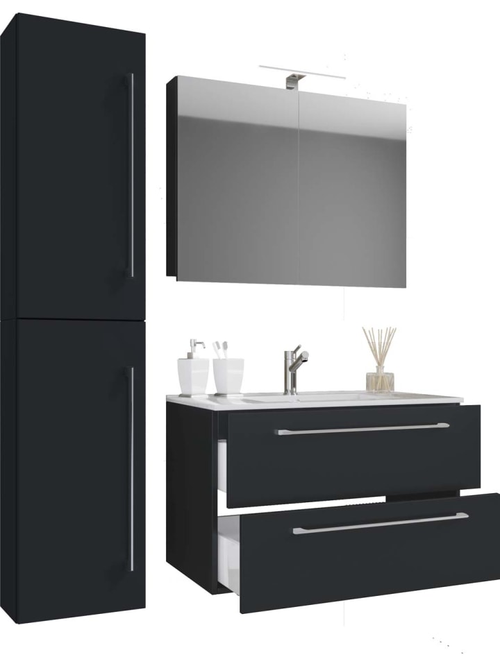 ebuy24 Badmöbelset Badinos80SS Schwarz 81 x 47 cm günstig kaufen onesize