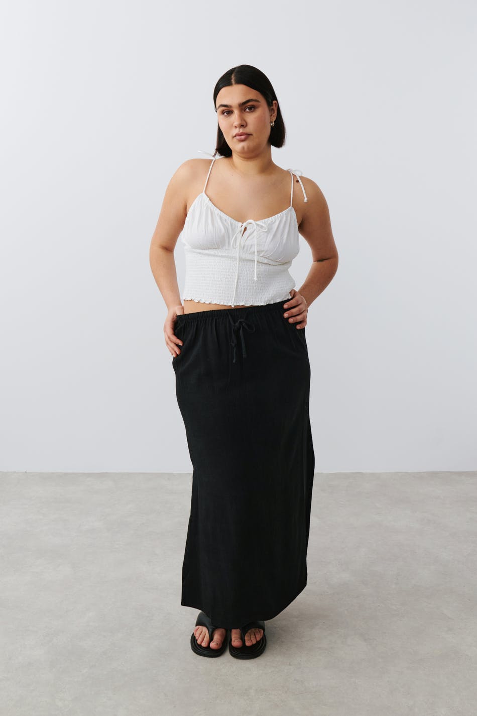 Linen blend skirt