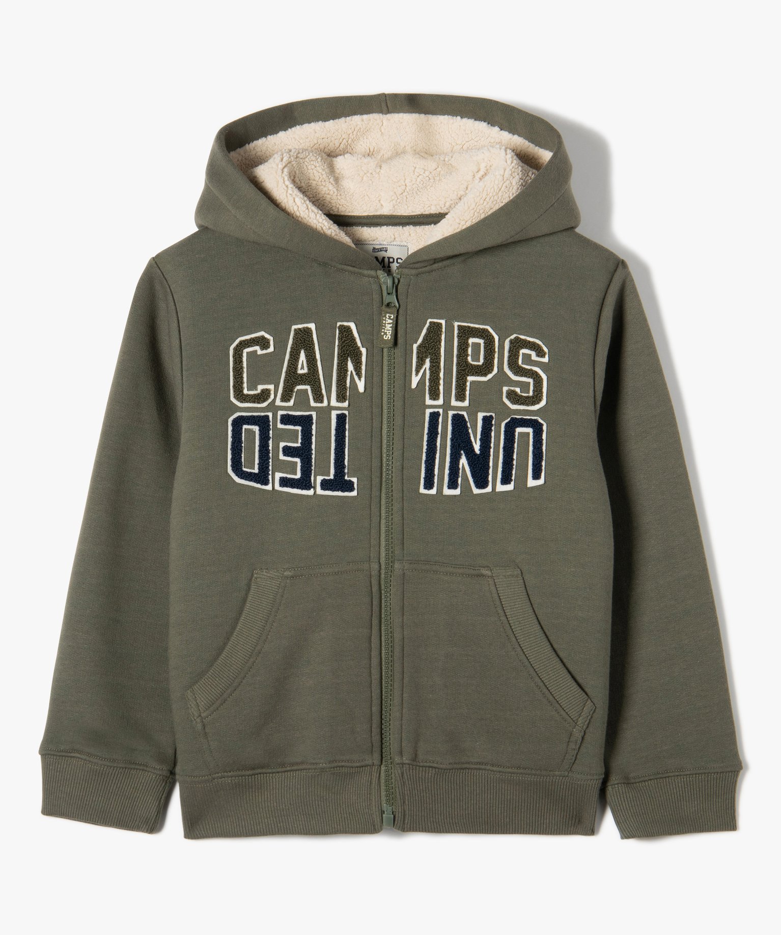 Sweat Garçon zippé à doublure chaude et imprimé bouclett... marine | GEMO