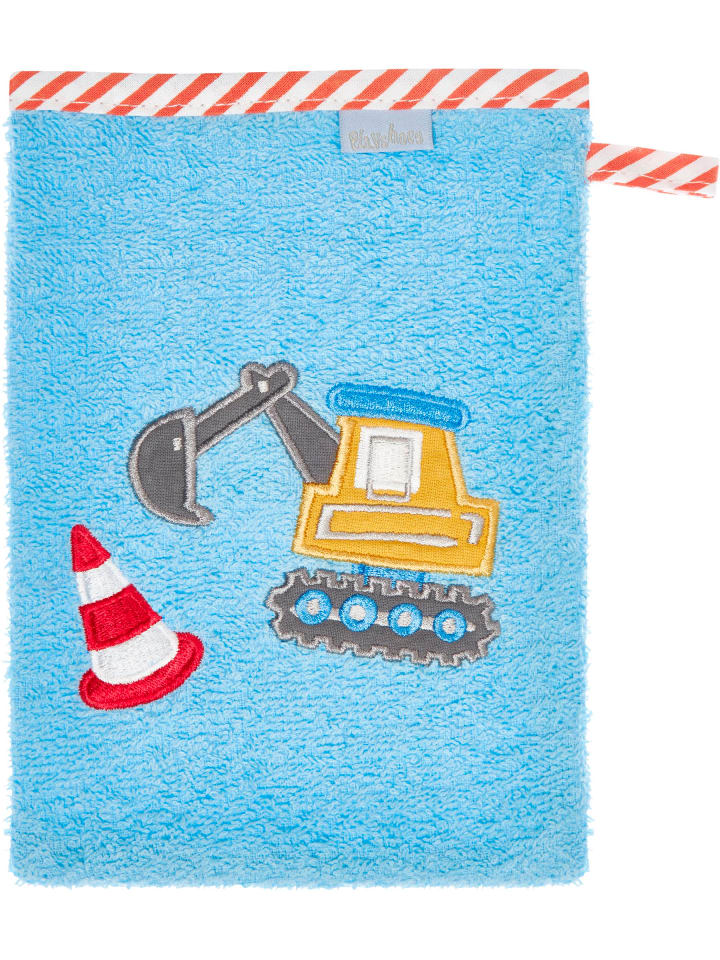 Playshoes Frottee-Waschhandschuh Bagger in Bleu günstig kaufen onesize