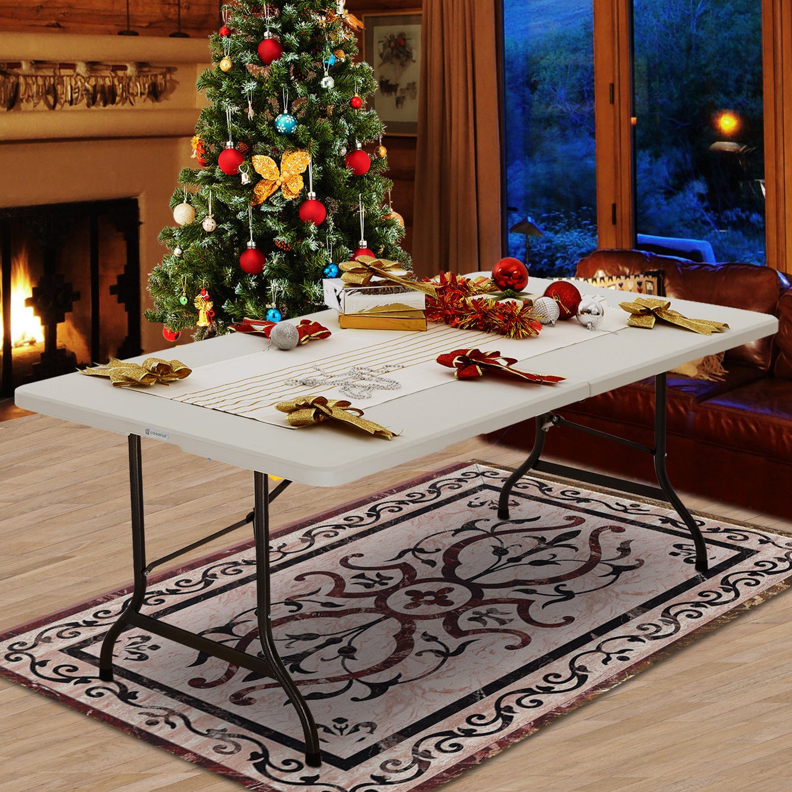 Casaria Klapptisch (1-St), 220x70 cm Klappbar Wetterfest Tragegriff Stabil Kunststoff Balkon
