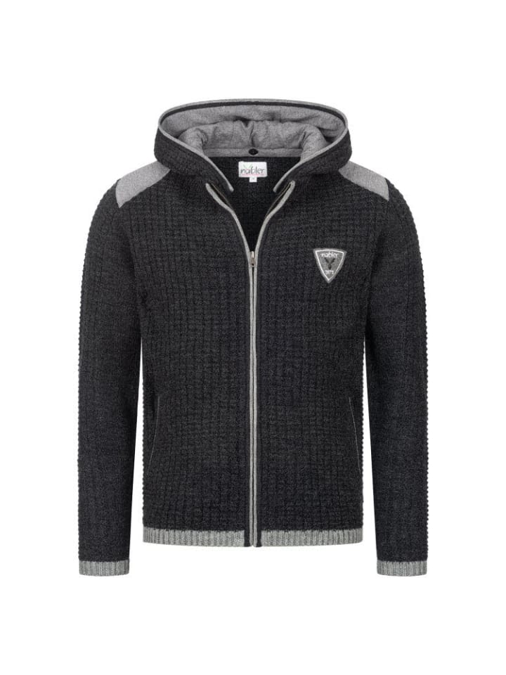 Nübler Trachtenstrickjacke Langarm Hugo in Anthrazit günstig kaufen