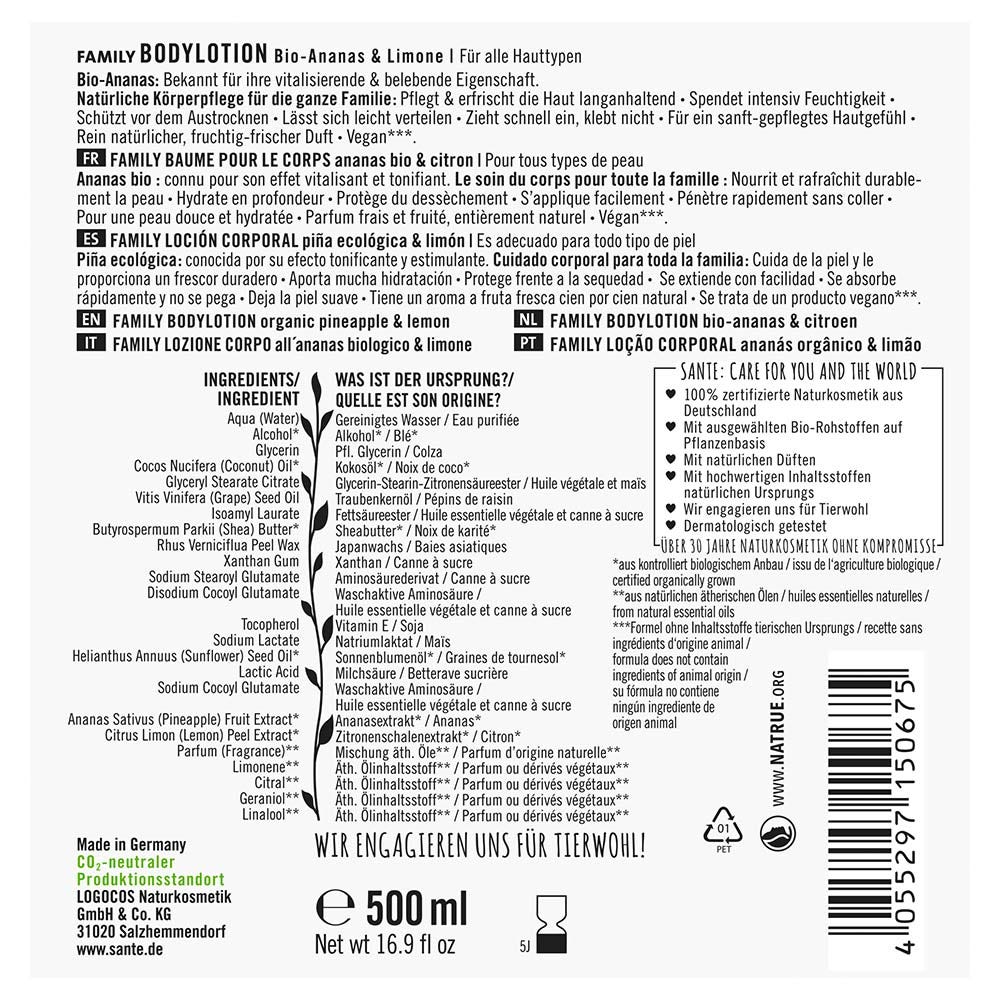 SANTE FAMILY Bodylotion Bio-Ananas & Limone 500 ml